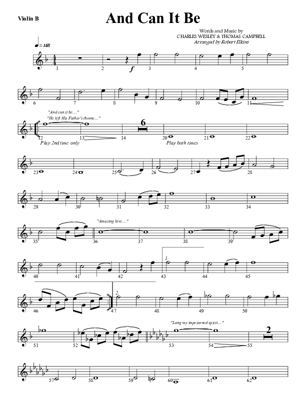 And Can It Be Violin 2 (G3 Worship)