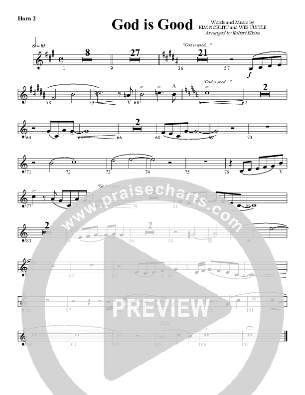God Is Good French Horn 2 (G3 Worship)