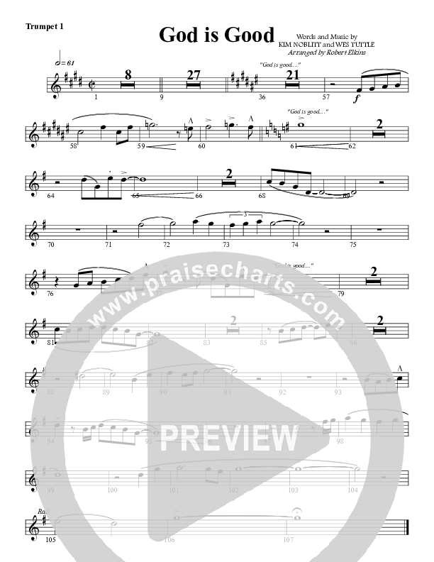 God Is Good Trumpet 1 (G3 Worship)
