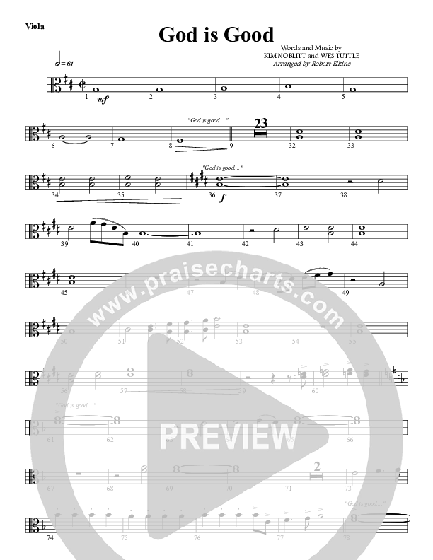 God Is Good Viola (G3 Worship)