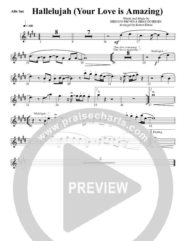Hallelujah (Your Love Is Amazing) Alto Sax (G3 Worship)