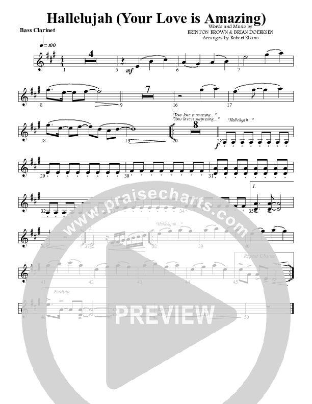 Hallelujah (Your Love Is Amazing) Bass Clarinet (G3 Worship)