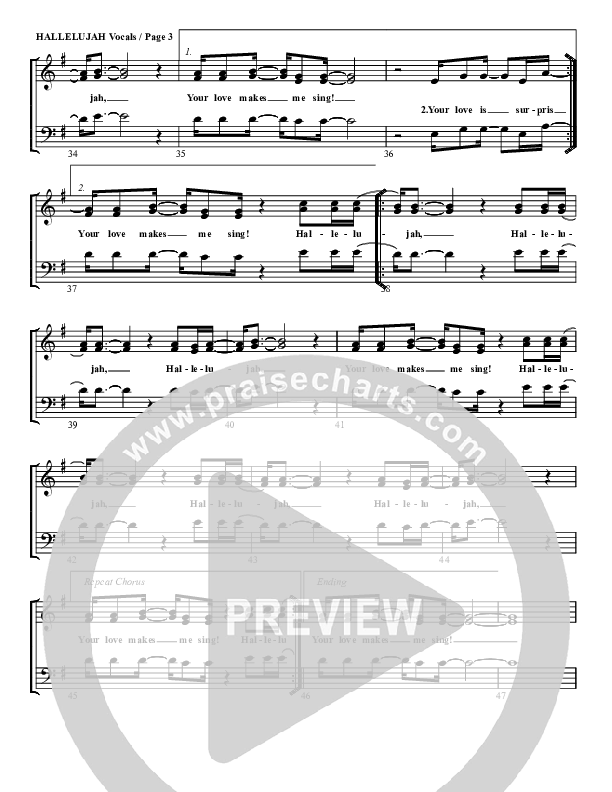 Hallelujah (Your Love Is Amazing) Choir Sheet (G3 Worship)