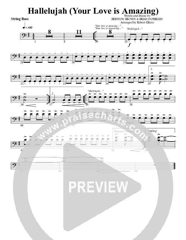 Hallelujah (Your Love Is Amazing) Double Bass (G3 Worship)