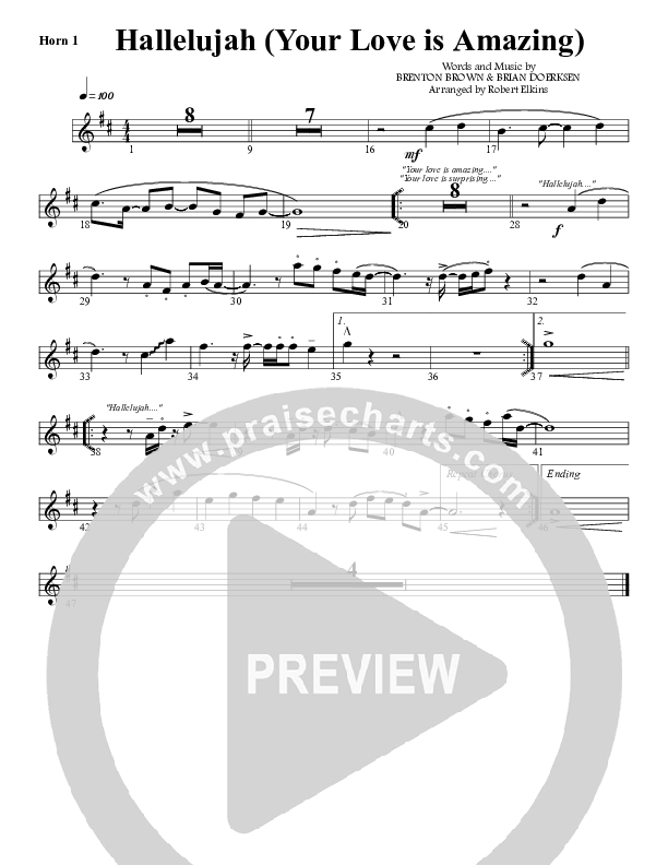Hallelujah (Your Love Is Amazing) French Horn 1 (G3 Worship)
