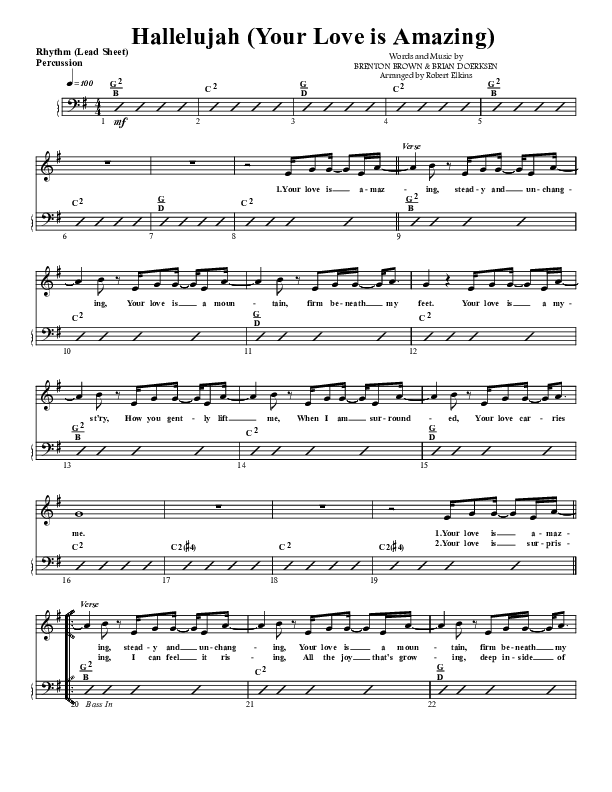 Hallelujah (Your Love Is Amazing) Lead Sheet (G3 Worship)