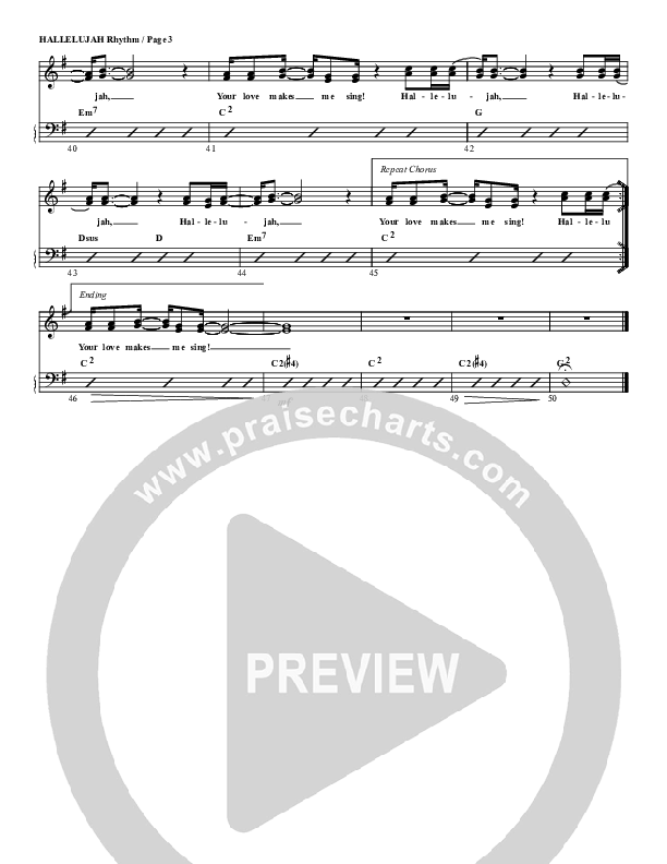 Hallelujah (Your Love Is Amazing) Rhythm Chart (G3 Worship)