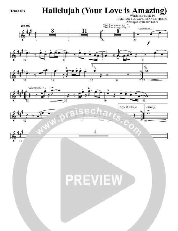 Hallelujah (Your Love Is Amazing) Tenor Sax 2 (G3 Worship)