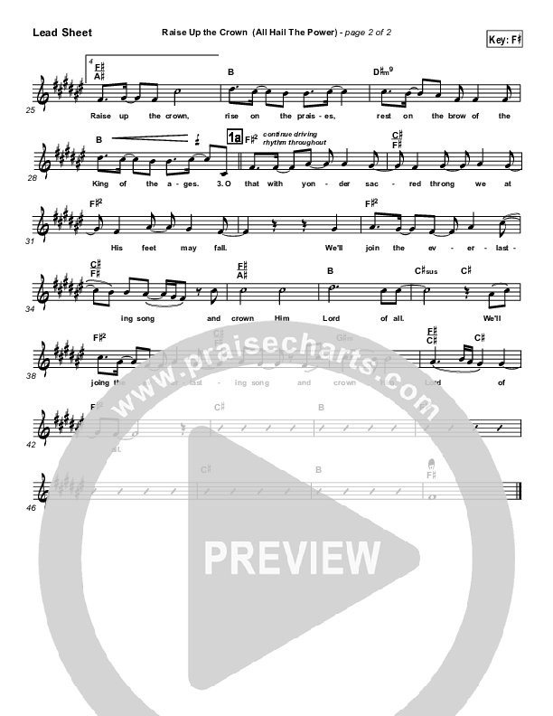 Raise Up The Crown Lead Sheet (Chris Tomlin / Passion)