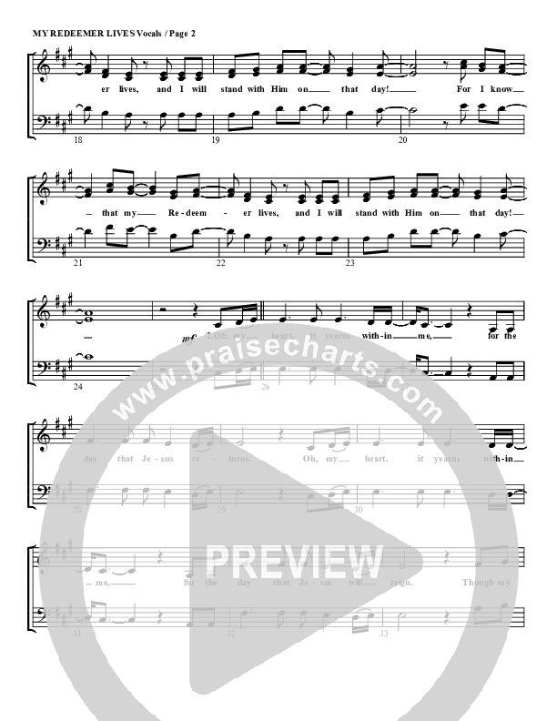 My Redeemer Lives Choir Sheet (G3 Worship)