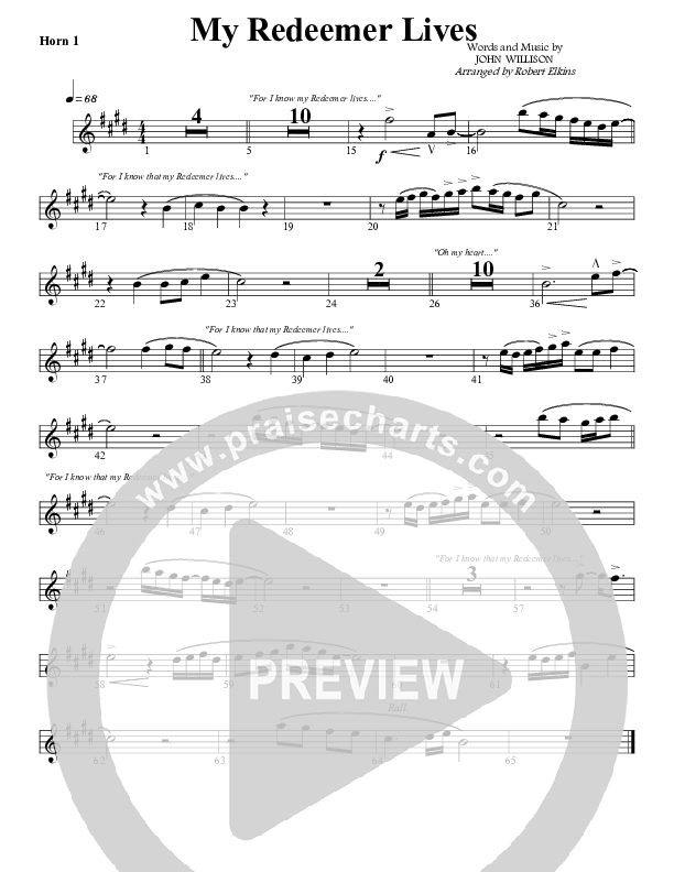 My Redeemer Lives French Horn 1 (G3 Worship)