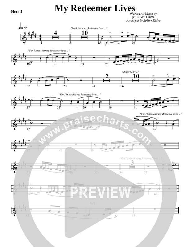 My Redeemer Lives French Horn 2 (G3 Worship)