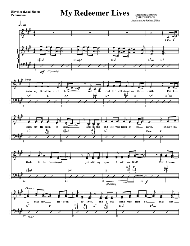 My Redeemer Lives Lead Sheet (G3 Worship)