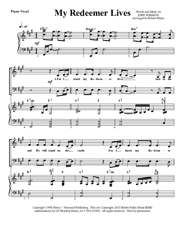 My Redeemer Lives Piano/Vocal (G3 Worship)