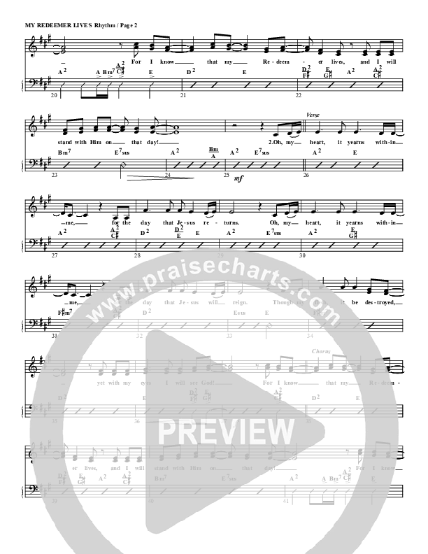My Redeemer Lives Rhythm Chart (G3 Worship)