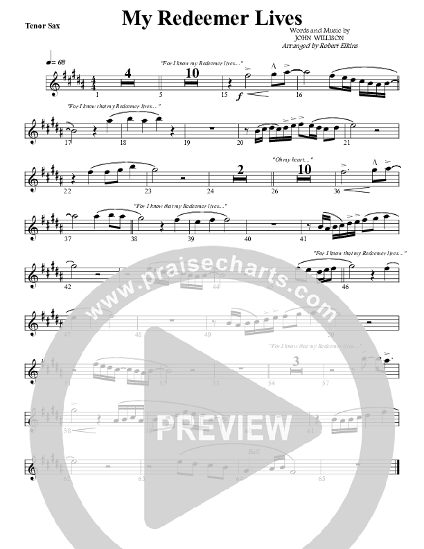 My Redeemer Lives Tenor Sax 2 (G3 Worship)