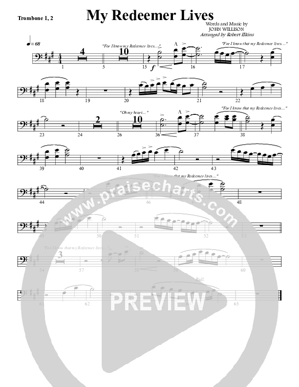 My Redeemer Lives Trombone 1/2 (G3 Worship)