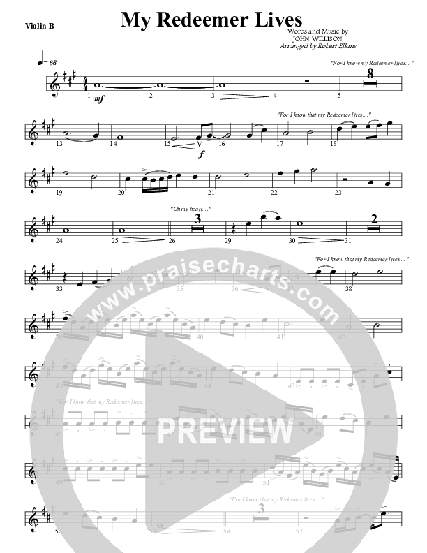 My Redeemer Lives Violin 2 (G3 Worship)