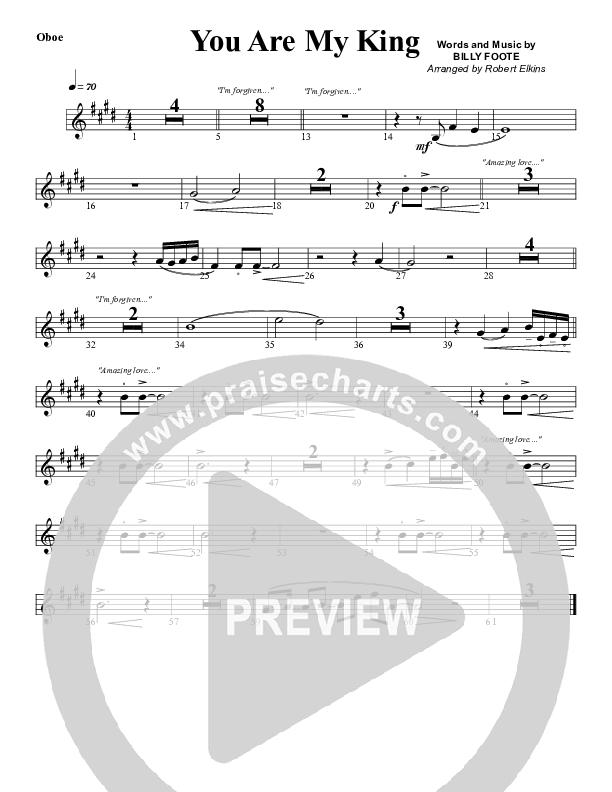 You Are My King (Amazing Love) Oboe (G3 Worship)