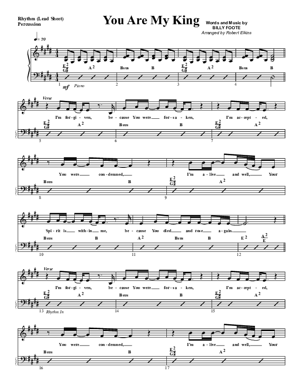 You Are My King (Amazing Love) Rhythm Chart (G3 Worship)