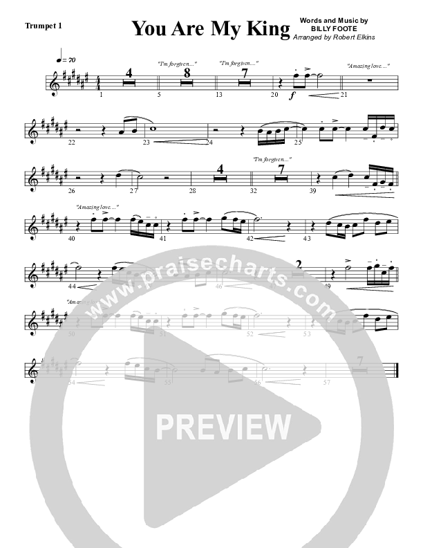 You Are My King (Amazing Love) Trumpet 1 (G3 Worship)