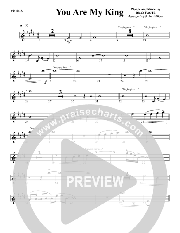 You Are My King (Amazing Love) Violin 1 (G3 Worship)