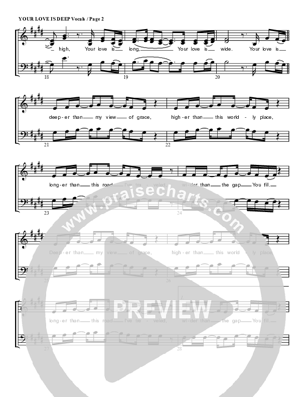 Your Love Is Deep Choir Sheet (G3 Worship)