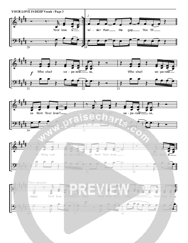 Your Love Is Deep Choir Sheet (G3 Worship)