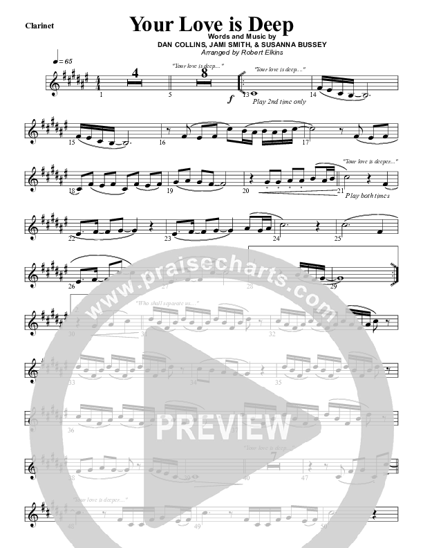 Your Love Is Deep Clarinet (G3 Worship)