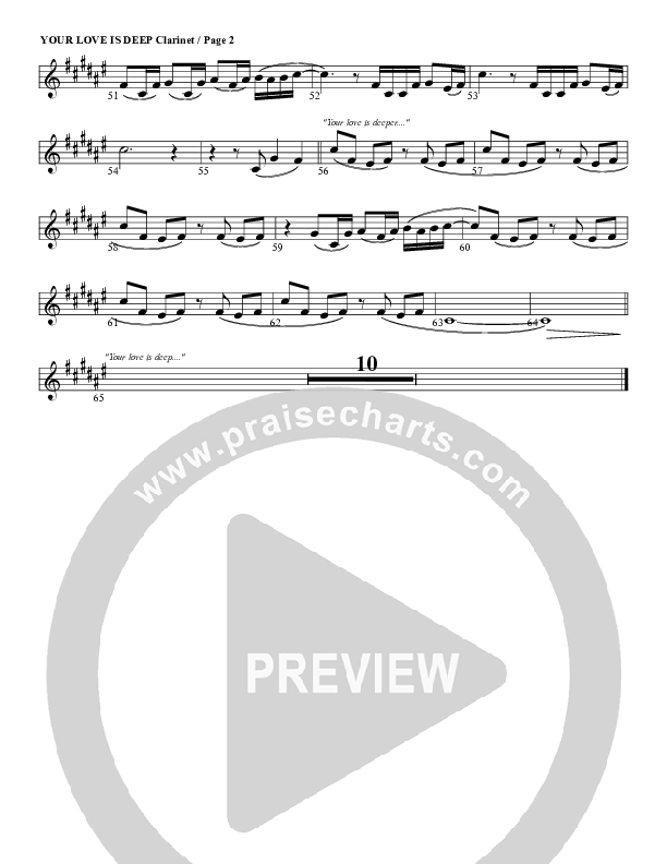 Your Love Is Deep Clarinet (G3 Worship)