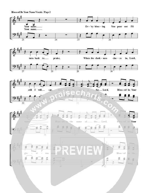 Blessed Be Your Name Choir Sheet (G3 Worship)
