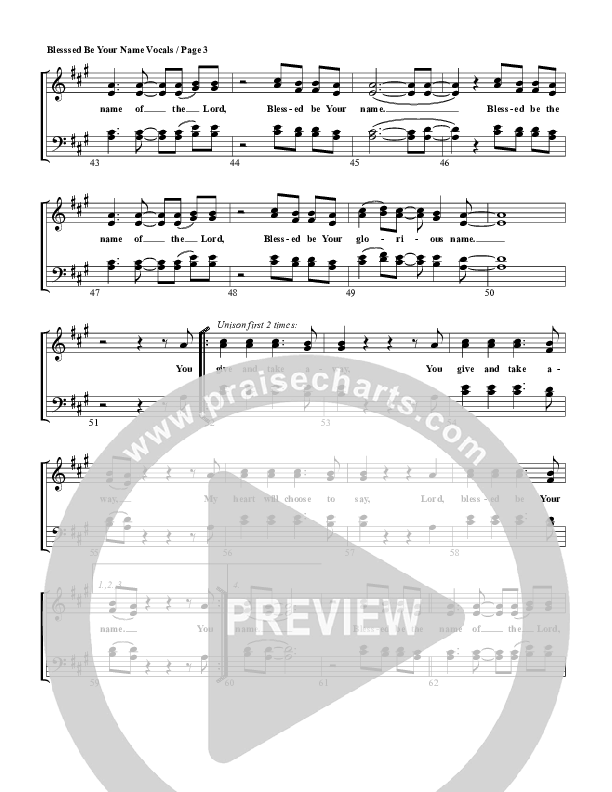 Blessed Be Your Name Choir Sheet (G3 Worship)