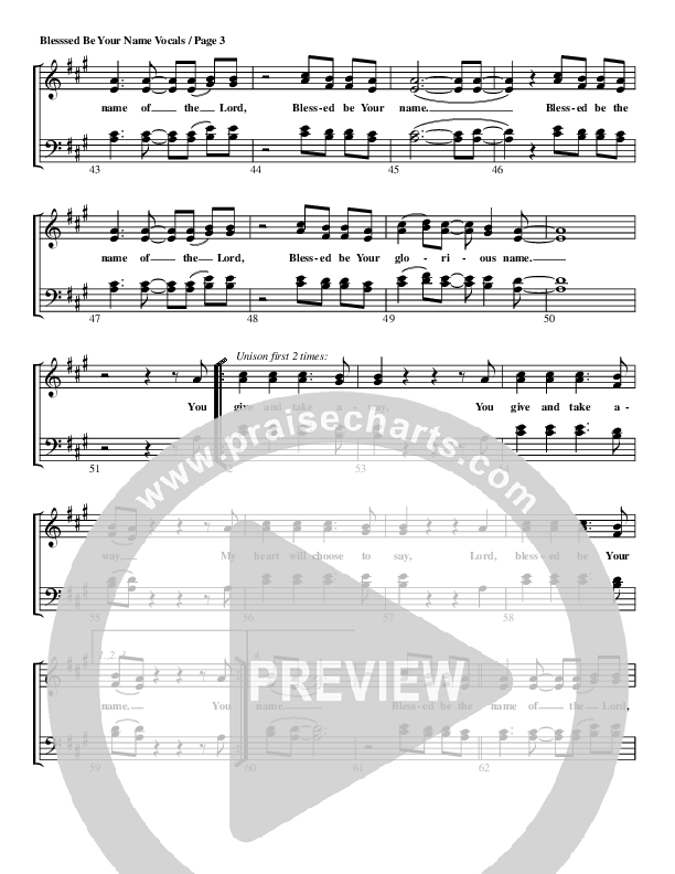 Blessed Be Your Name Lead Sheet (G3 Worship)