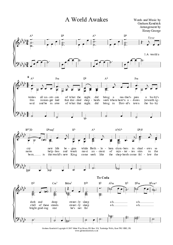 A World Awakes Piano/Vocal (Graham Kendrick)