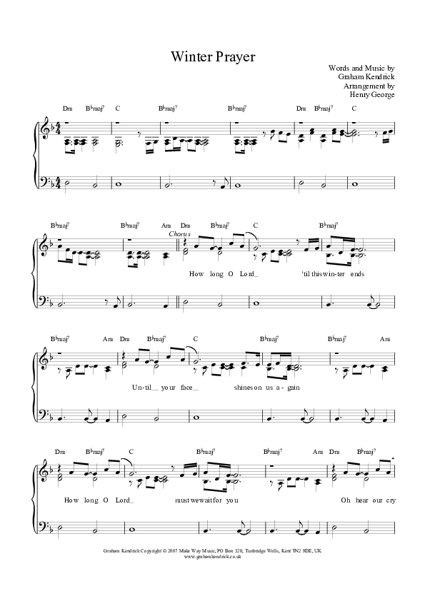Winter Prayer Piano/Vocal (Graham Kendrick)