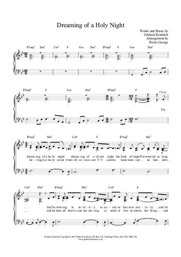 Dreaming Of A Holy Night Piano/Vocal (Graham Kendrick)