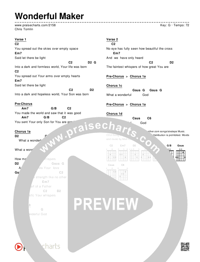 Wonderful Maker Chords & Lyrics (Chris Tomlin)