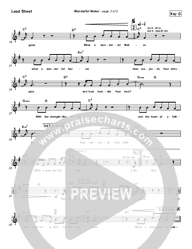 Wonderful Maker Lead Sheet (Chris Tomlin)