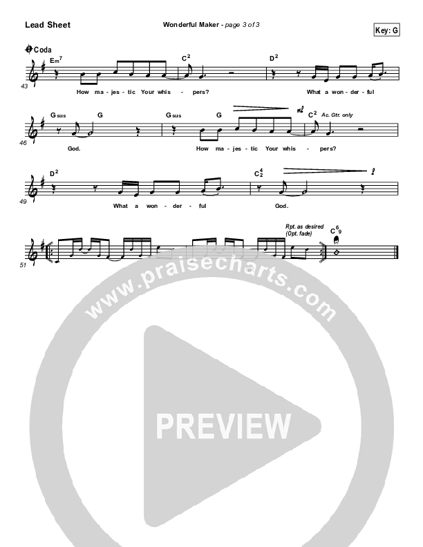 Wonderful Maker Lead Sheet (Chris Tomlin)
