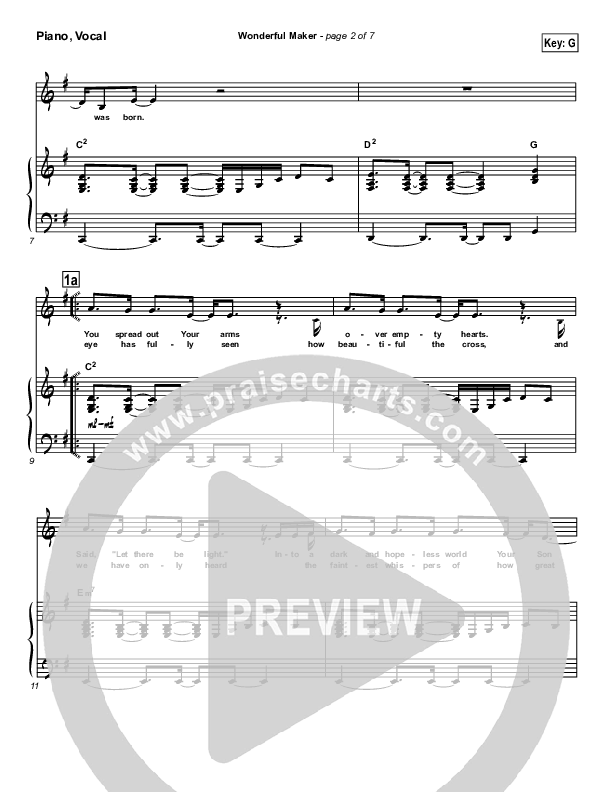 Wonderful Maker Piano/Vocal (SATB) (Chris Tomlin)