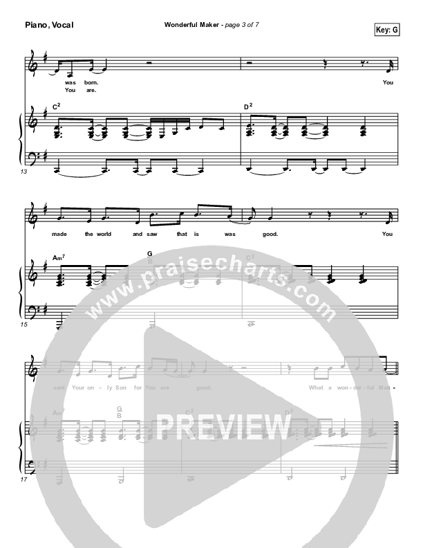 Wonderful Maker Piano/Vocal & Lead (Chris Tomlin)