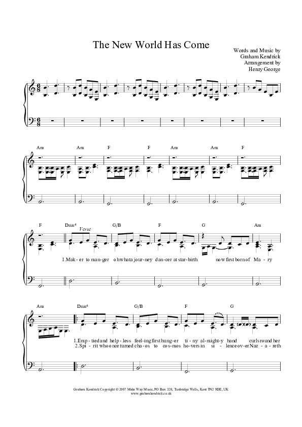 The New World Has Come Piano/Vocal (Graham Kendrick)