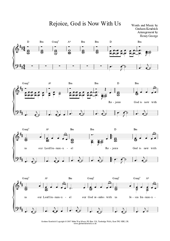 Rejoice God Is Now With Us Piano/Vocal (Graham Kendrick)