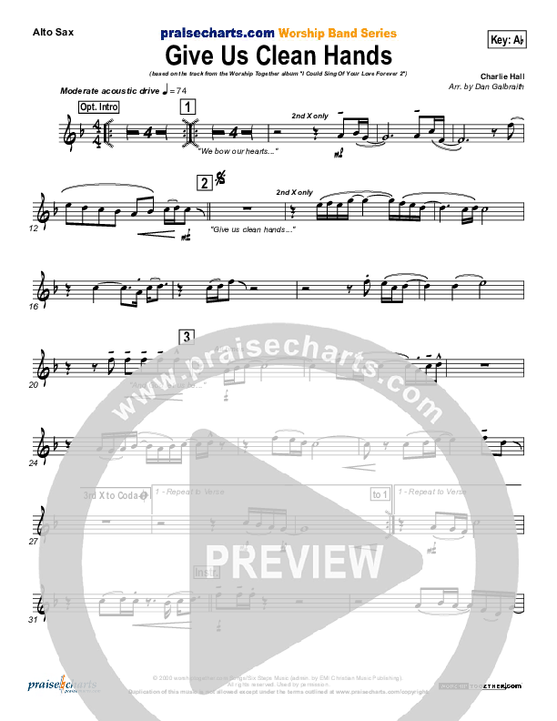 Give Us Clean Hands Alto Sax (Charlie Hall)