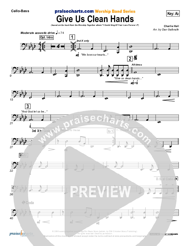 Give Us Clean Hands Cello/Bass (Charlie Hall)