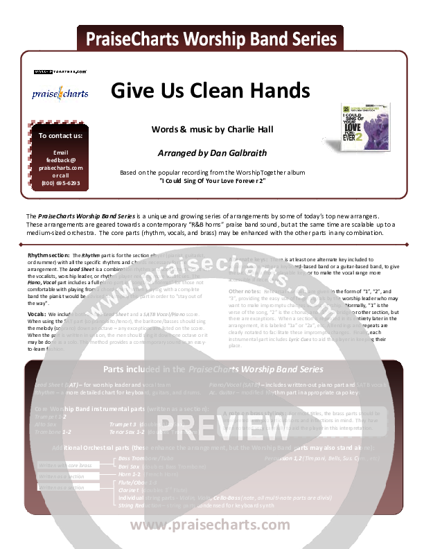 Give Us Clean Hands Orchestration (Charlie Hall)
