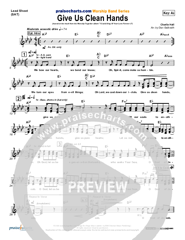 Give Us Clean Hands Lead Sheet (Charlie Hall)