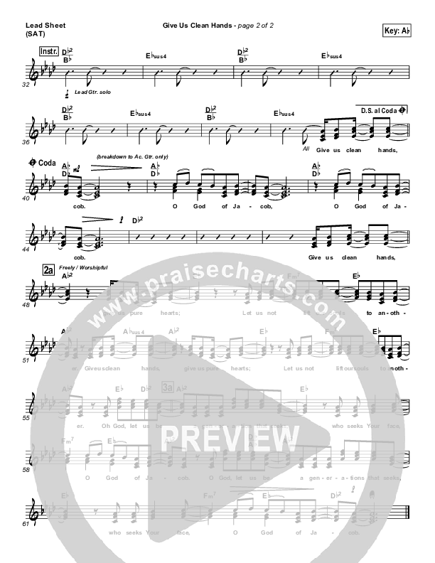 Give Us Clean Hands Lead Sheet (Charlie Hall)