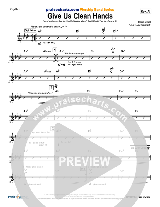 Give Us Clean Hands Rhythm Chart (Charlie Hall)