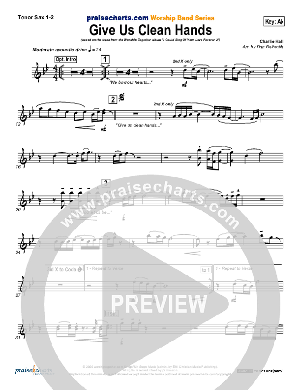 Give Us Clean Hands Tenor Sax 1/2 (Charlie Hall)